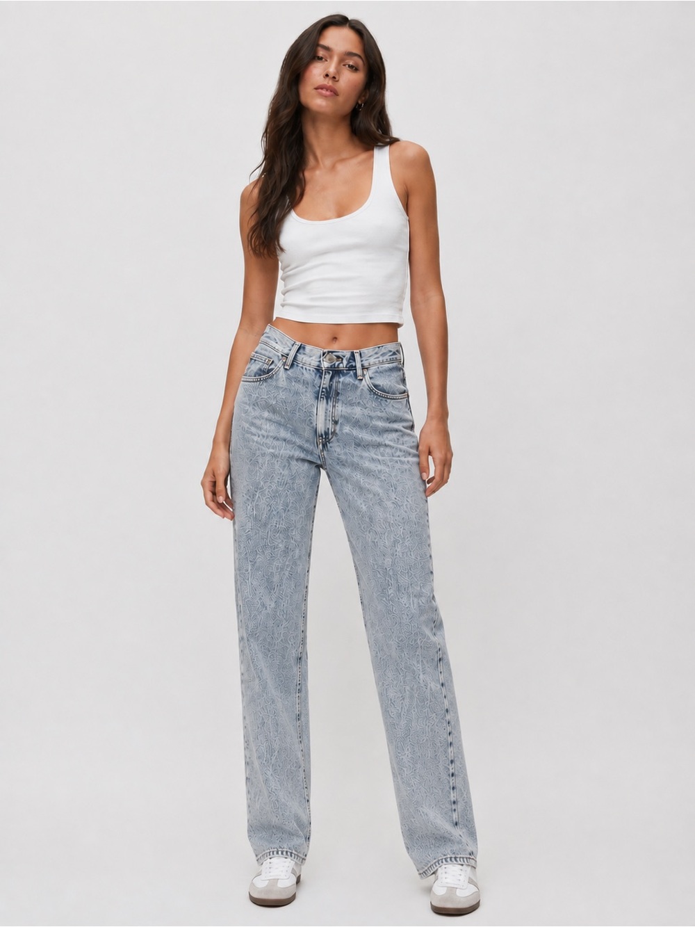 Aritzia Wilfred Free High Rise Straight Leg Jeans Acid Wash Blue Size 2
